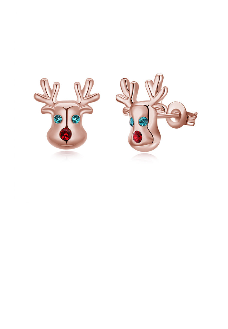 Fashion Simple Plated Rose Gold Elk Stud Earrings with Cubic Zircon