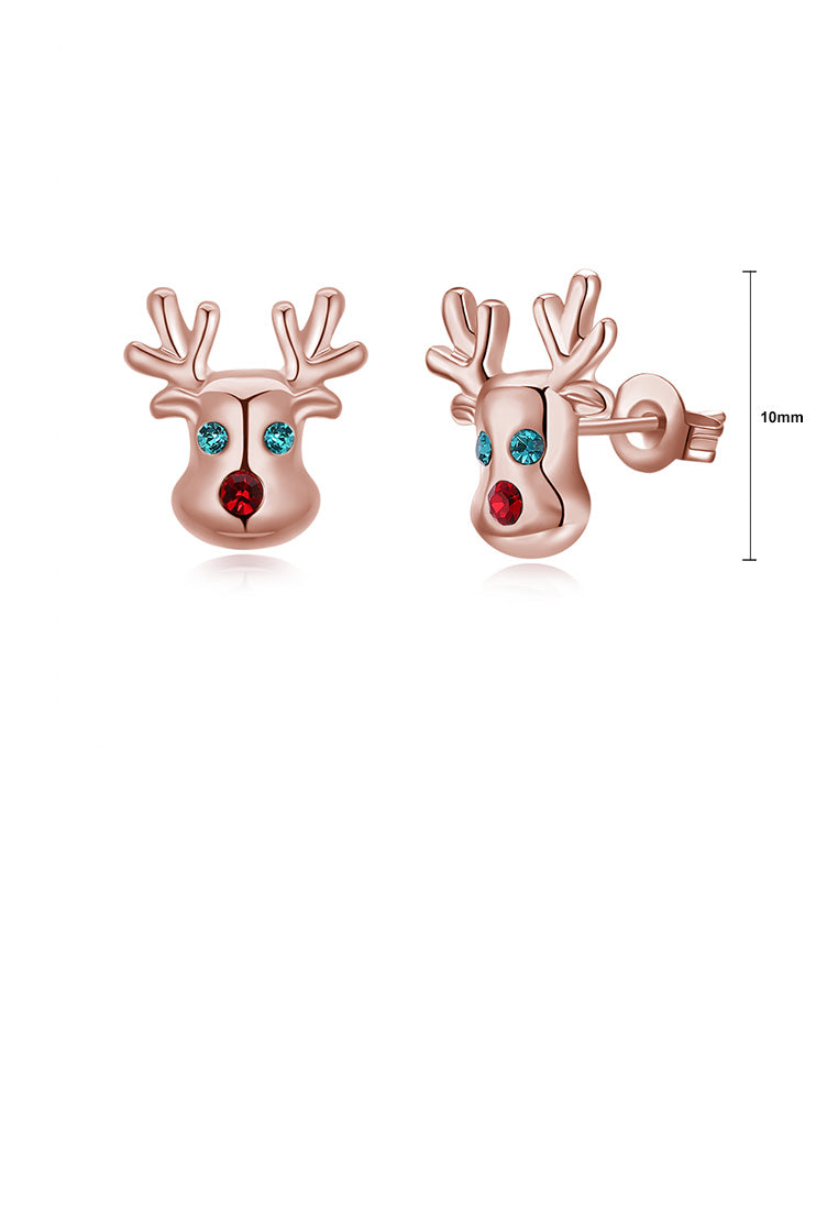 Fashion Simple Plated Rose Gold Elk Stud Earrings with Cubic Zircon