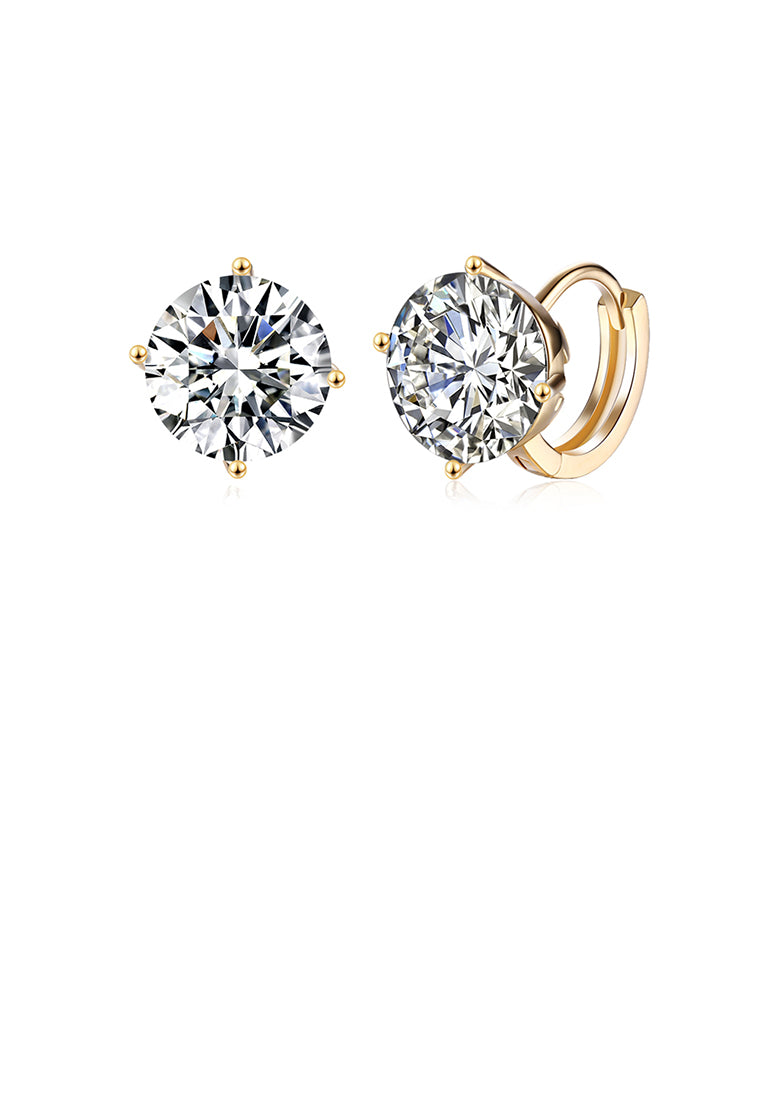 Simple and Fashion Plated Champagne Gold Round Cubic Zircon Earrings