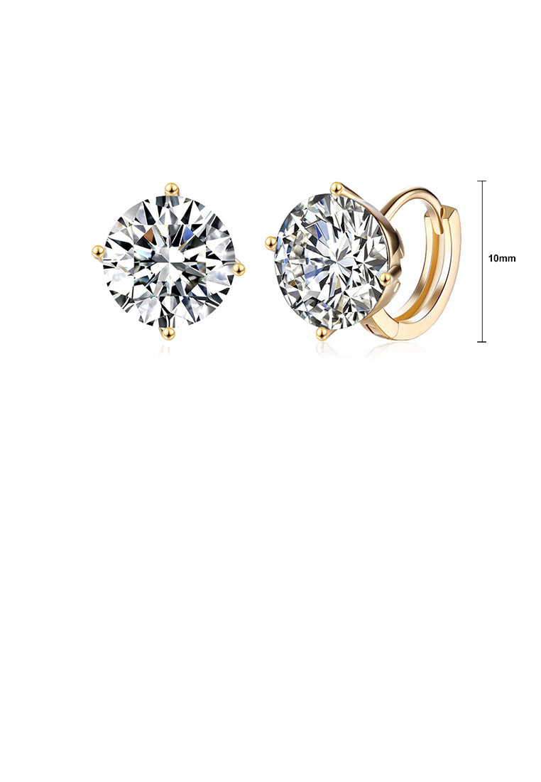 Simple and Fashion Plated Champagne Gold Round Cubic Zircon Earrings