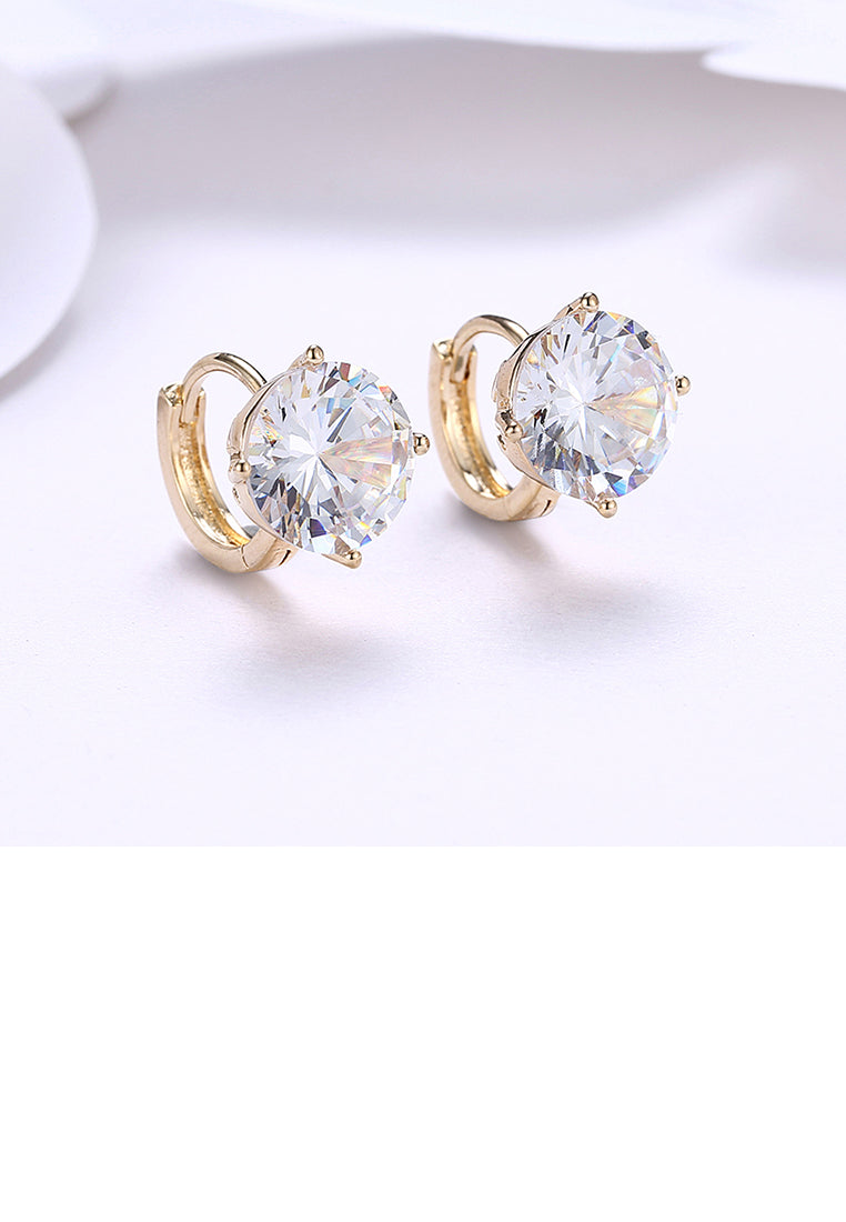 Simple and Fashion Plated Champagne Gold Round Cubic Zircon Earrings