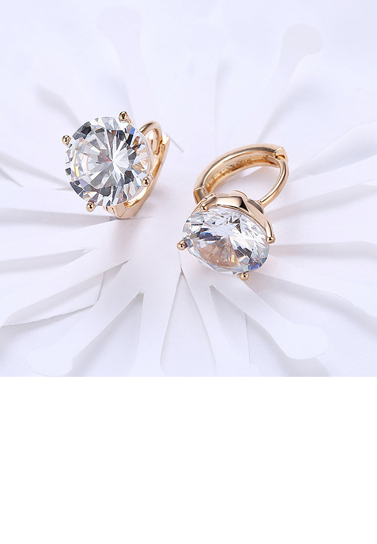 Simple and Fashion Plated Champagne Gold Round Cubic Zircon Earrings