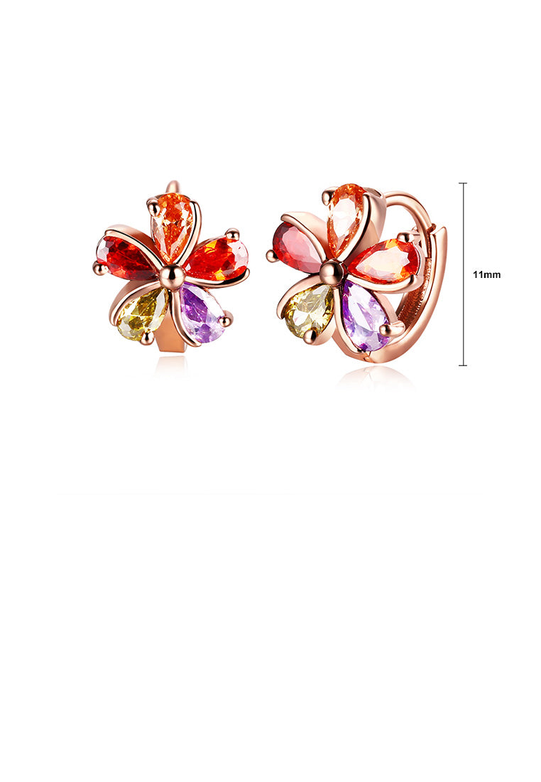 Elegant and Fashion Plated Rose Gold Flower Stud Earrings with Cubic Zircon