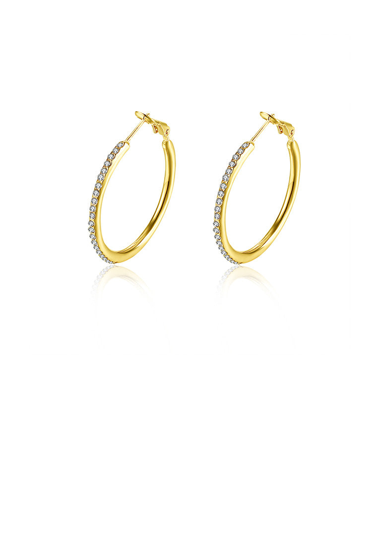 Simple and Fashion Plated Gold Geometric Round Cubic Zircon Earrings