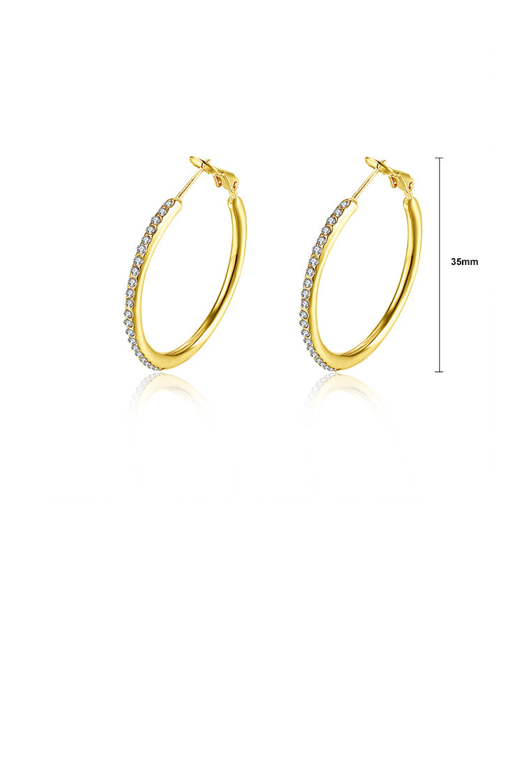 Simple and Fashion Plated Gold Geometric Round Cubic Zircon Earrings