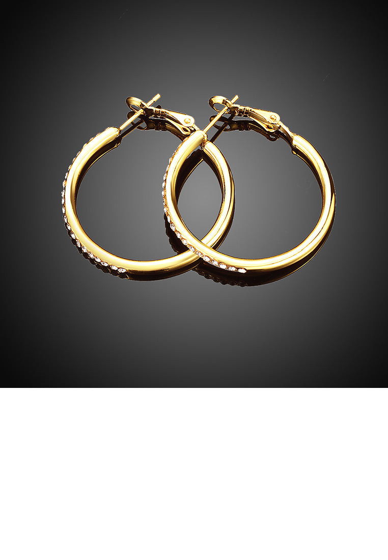 Simple and Fashion Plated Gold Geometric Round Cubic Zircon Earrings