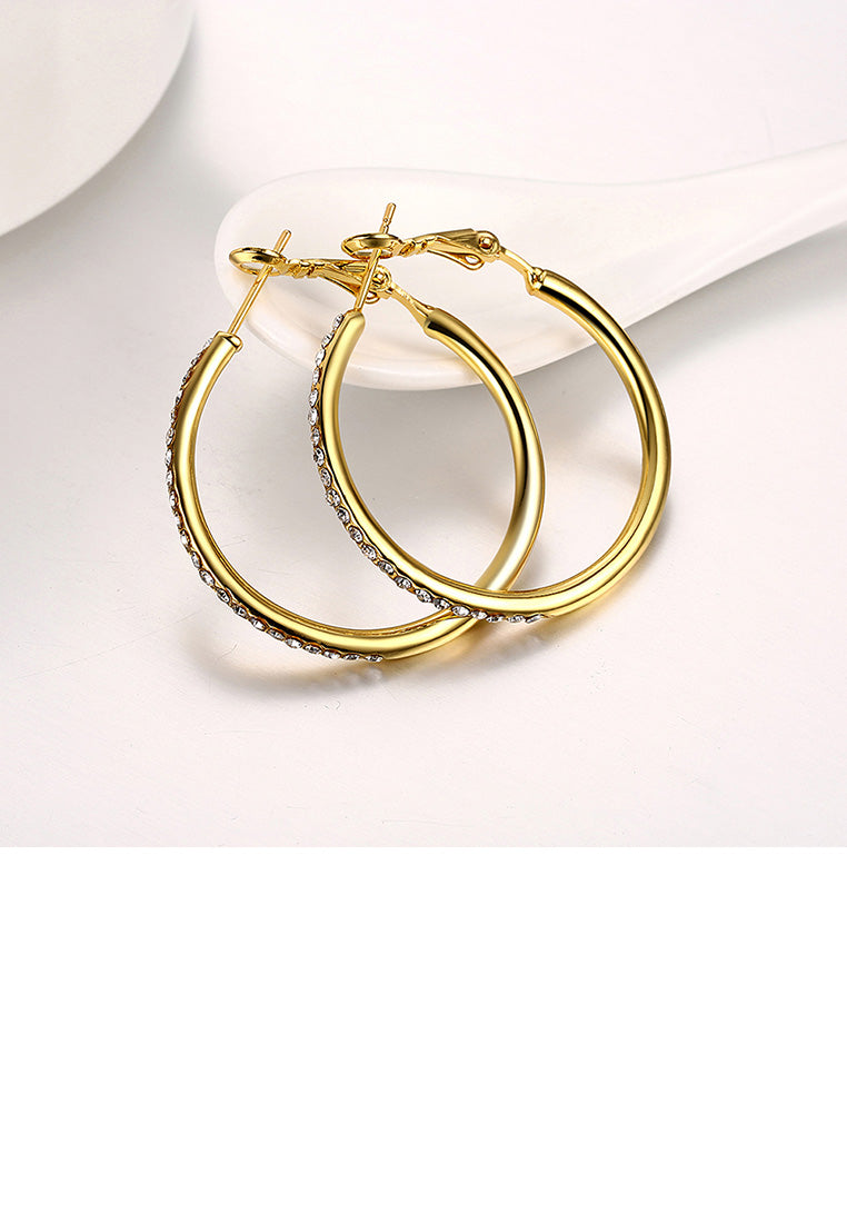 Simple and Fashion Plated Gold Geometric Round Cubic Zircon Earrings