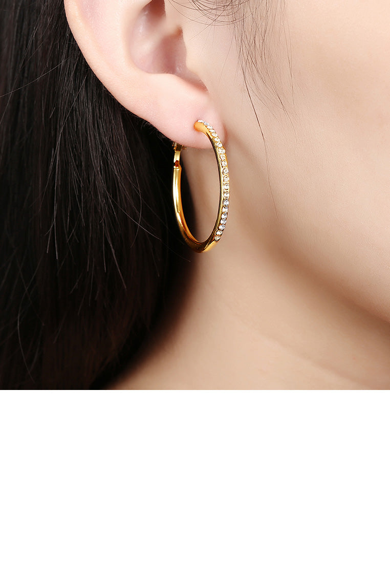 Simple and Fashion Plated Gold Geometric Round Cubic Zircon Earrings
