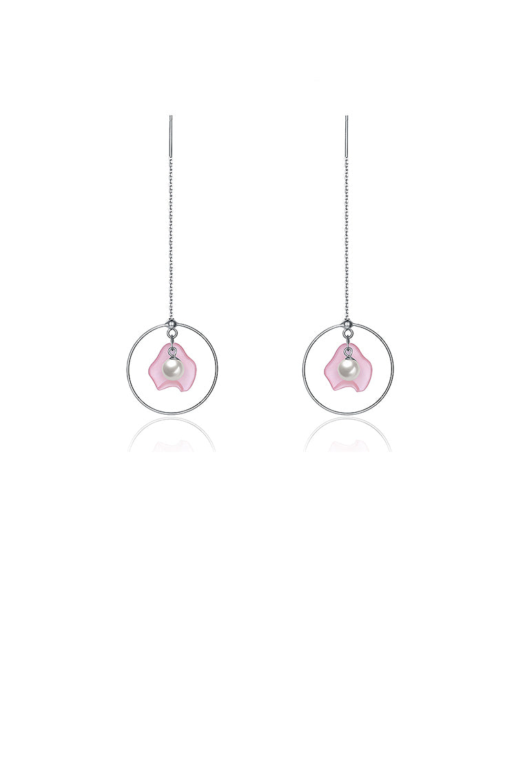 925 Sterling Silver Pink Shell Earrings with Fashion Pearl - Luxurious Look - Vibrant Color