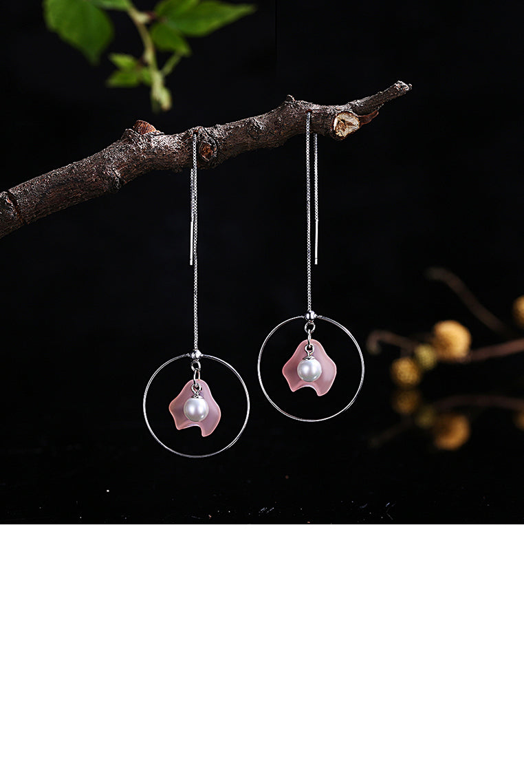 925 Sterling Silver Pink Shell Earrings with Fashion Pearl - Luxurious Look - Vibrant Color