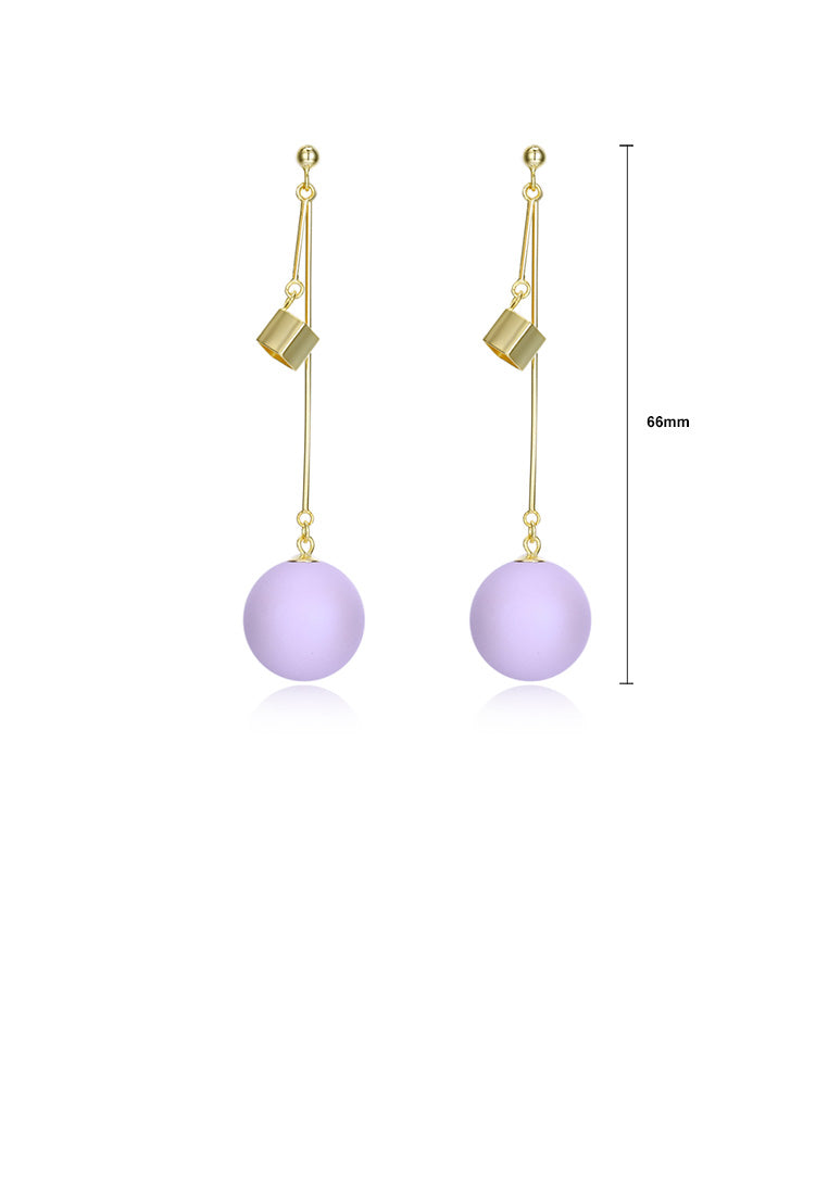925 Sterling Silver Plated Gold Simple Geometric Round Tassel Earrings