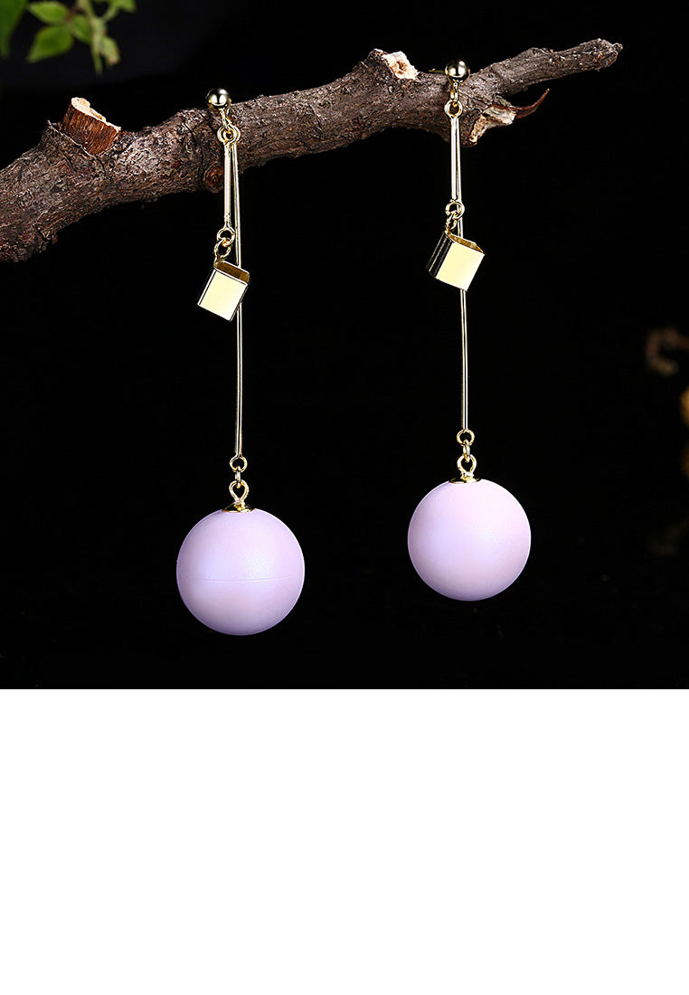 925 Sterling Silver Plated Gold Simple Geometric Round Tassel Earrings