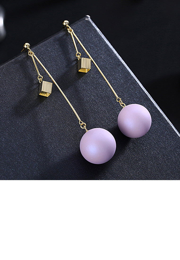 925 Sterling Silver Plated Gold Simple Geometric Round Tassel Earrings