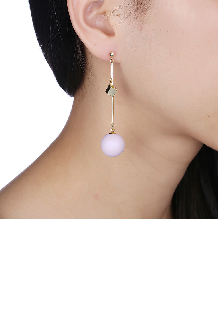 925 Sterling Silver Plated Gold Simple Geometric Round Tassel Earrings