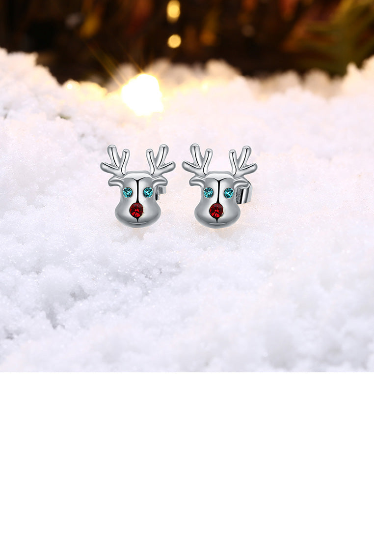 Fashion Simple Elk Stud Earrings with Cubic Zircon