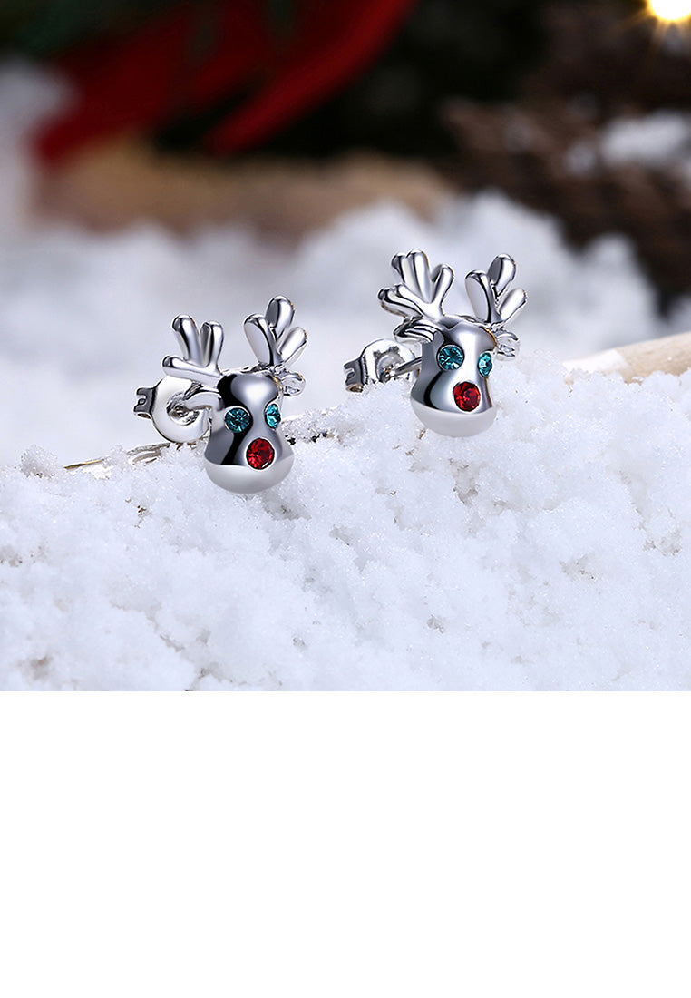 Fashion Simple Elk Stud Earrings with Cubic Zircon