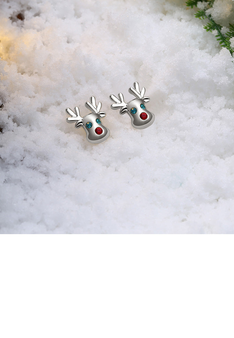 Fashion Simple Elk Stud Earrings with Cubic Zircon
