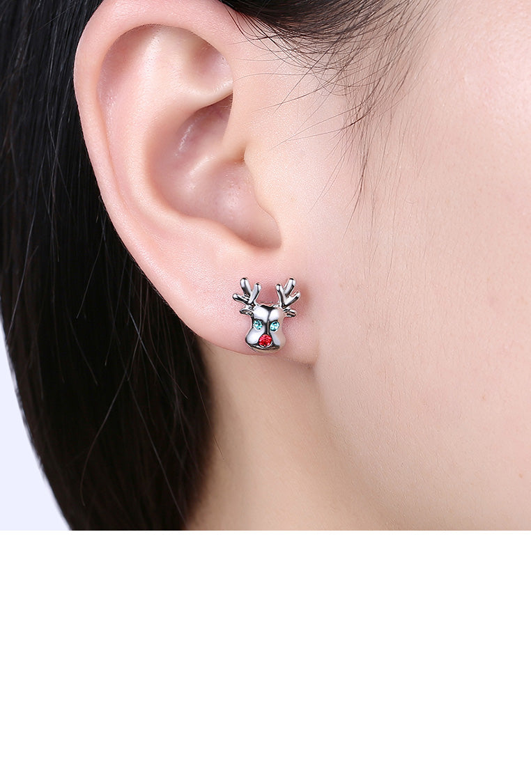 Fashion Simple Elk Stud Earrings with Cubic Zircon