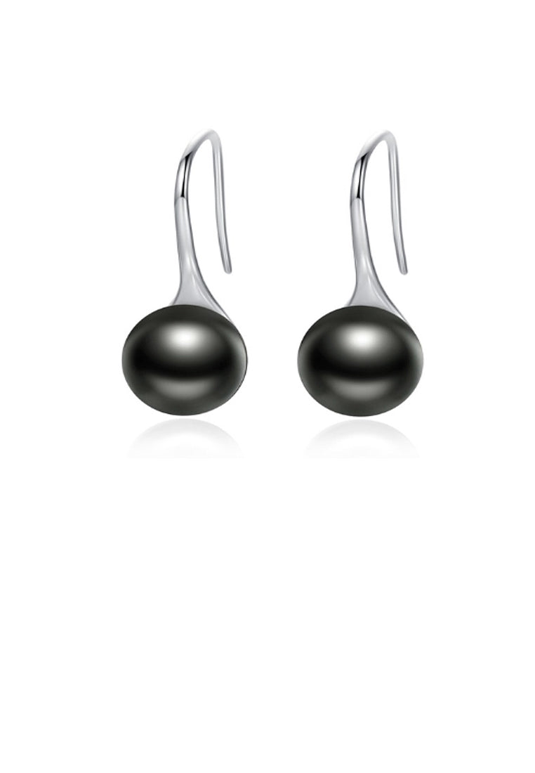 925 Sterling Silver Elegant Simple Fashion Black Pearl Earrings - Luxurious Look