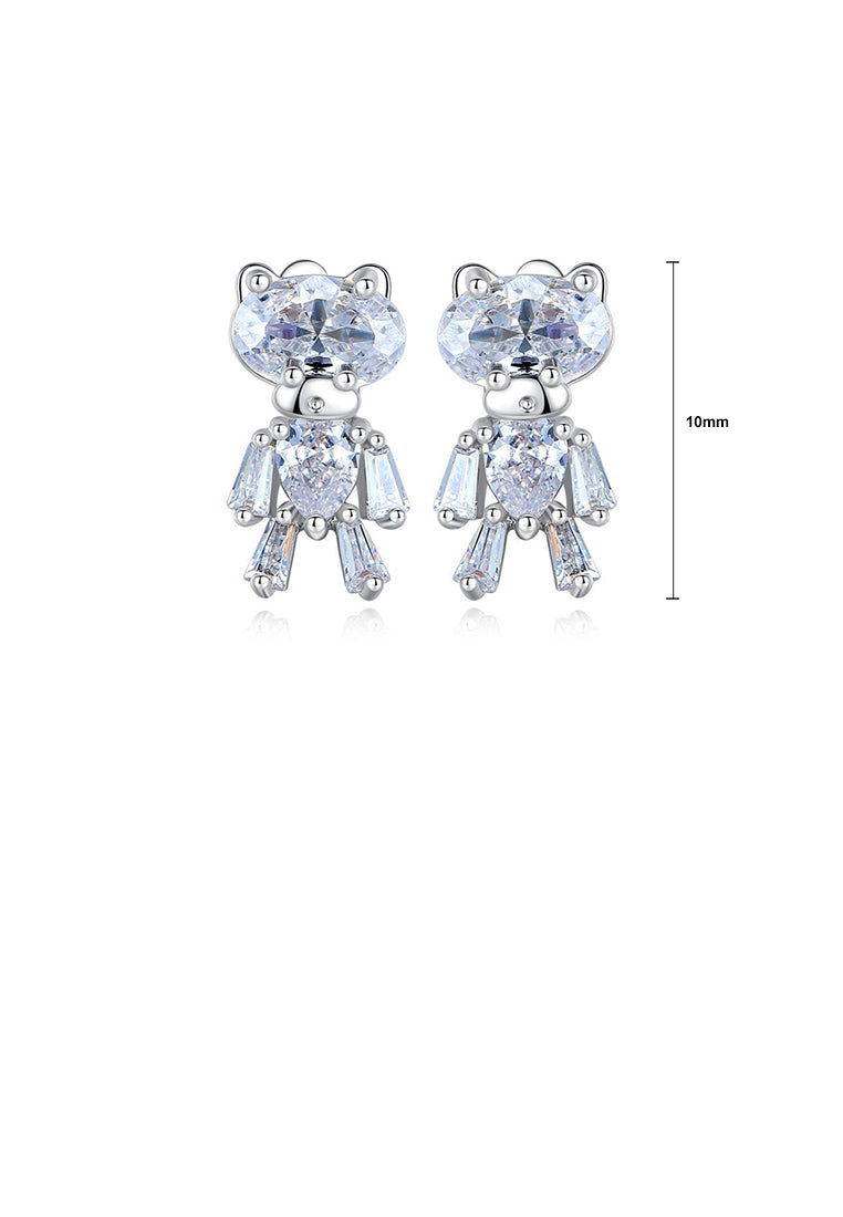 Fashion Cute Bear Stud Earrings with Cubic Zirconia - Luxurious Look