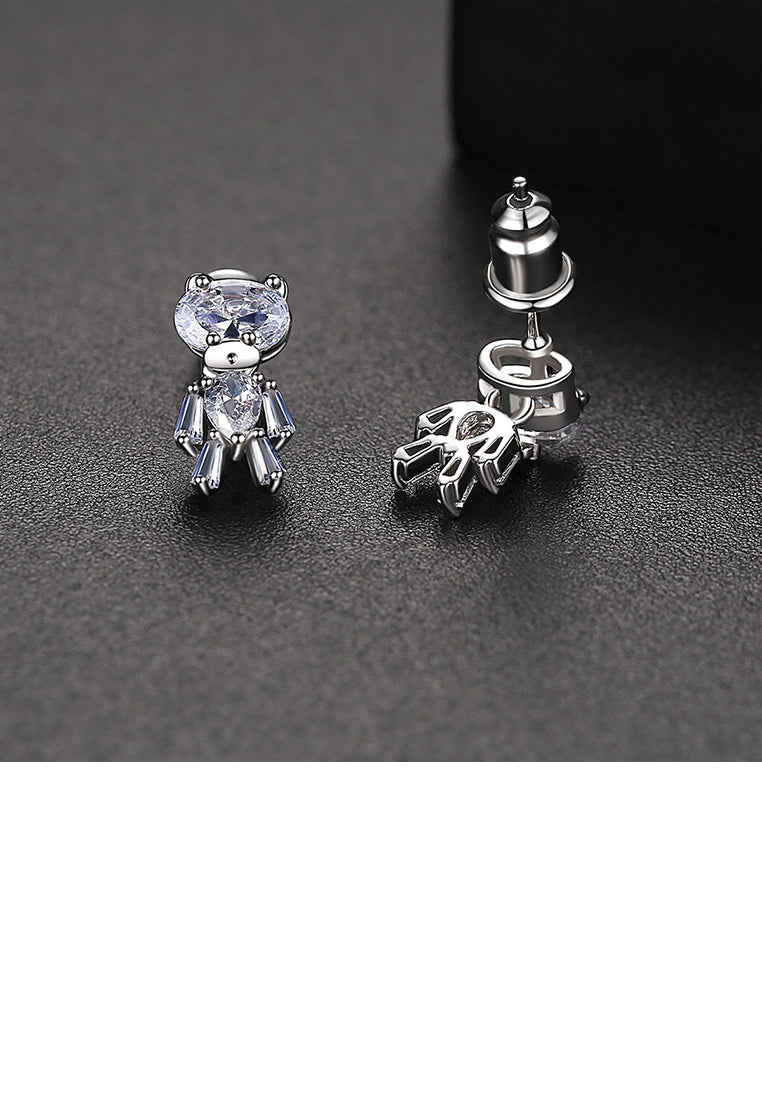Fashion Cute Bear Stud Earrings with Cubic Zirconia - Luxurious Look