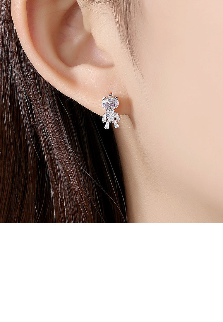 Fashion Cute Bear Stud Earrings with Cubic Zirconia - Luxurious Look