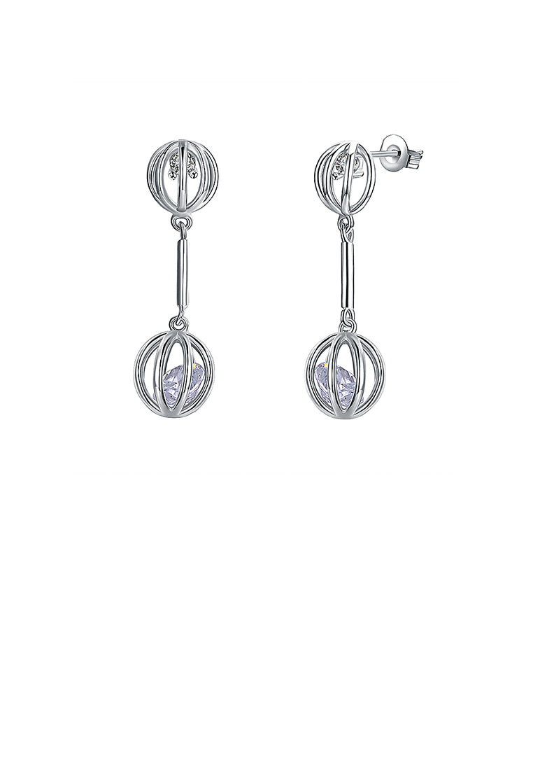 925 Sterling Silver Lantern Earrings with Austrian Element Crystal