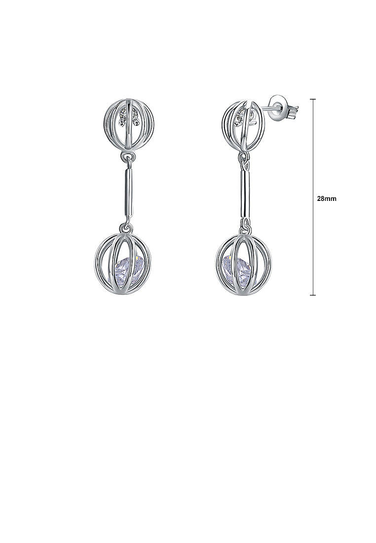 925 Sterling Silver Lantern Earrings with Austrian Element Crystal