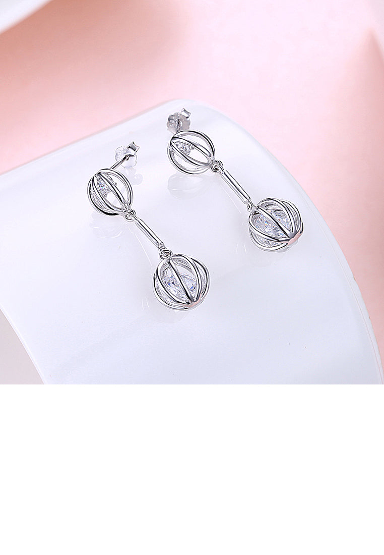 925 Sterling Silver Lantern Earrings with Austrian Element Crystal