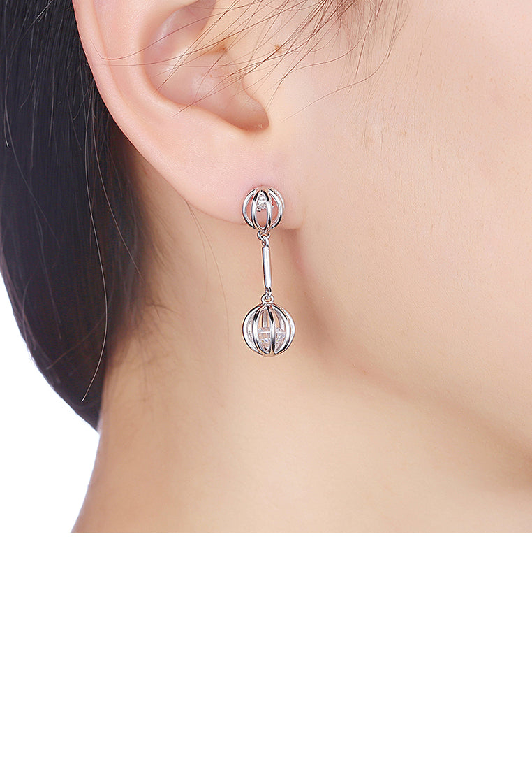 925 Sterling Silver Lantern Earrings with Austrian Element Crystal