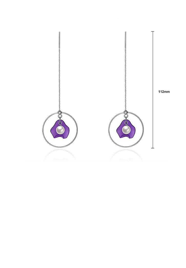 925 Sterling Silver Purple Shell Earrings with Fashion Pearl - Luxurious Look