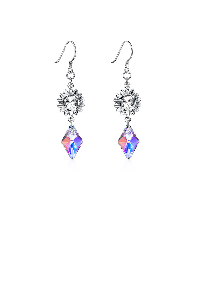 925 Sterling Silver Diamond Earrings with Austrian Element Crystal