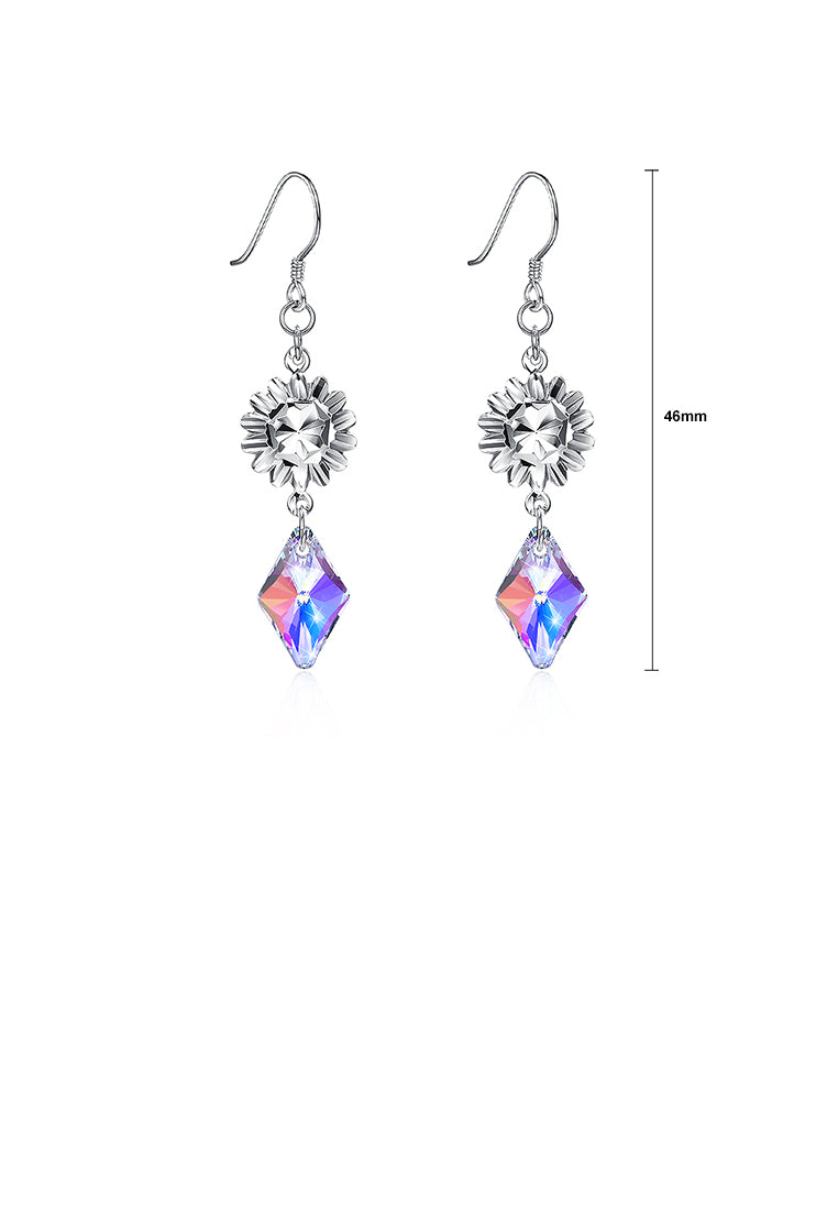 925 Sterling Silver Diamond Earrings with Austrian Element Crystal