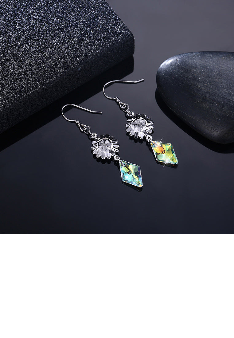 925 Sterling Silver Diamond Earrings with Austrian Element Crystal