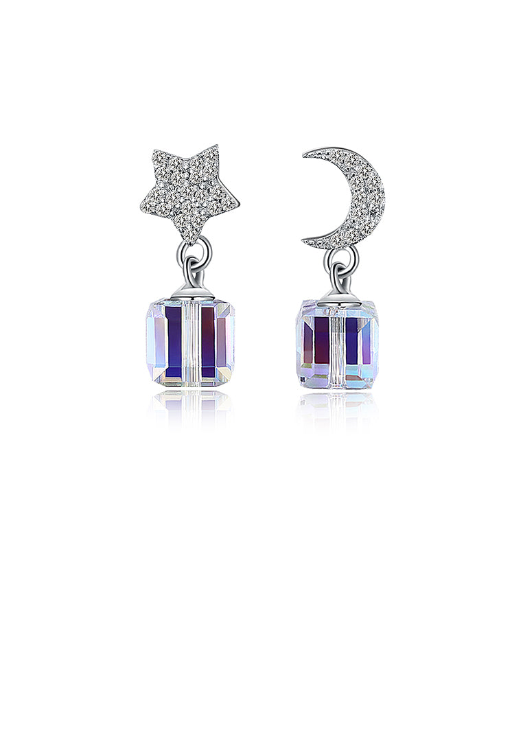 Fashion Sparkling Star and Moon Earrings with Cubic Zircon