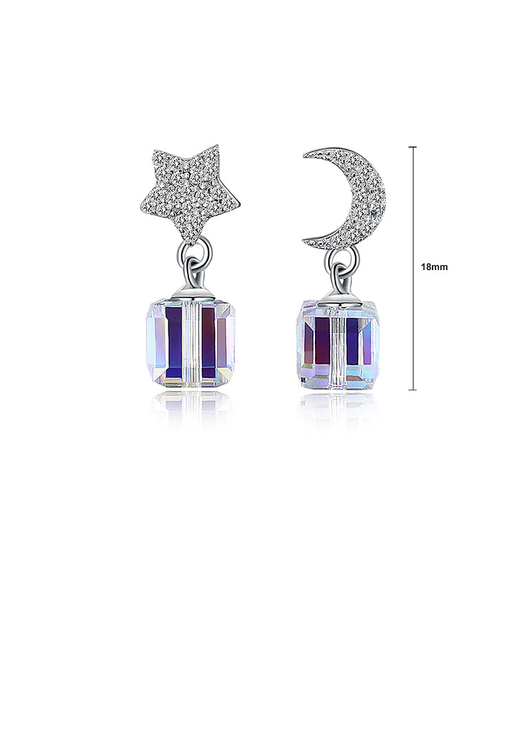 Fashion Sparkling Star and Moon Earrings with Cubic Zircon