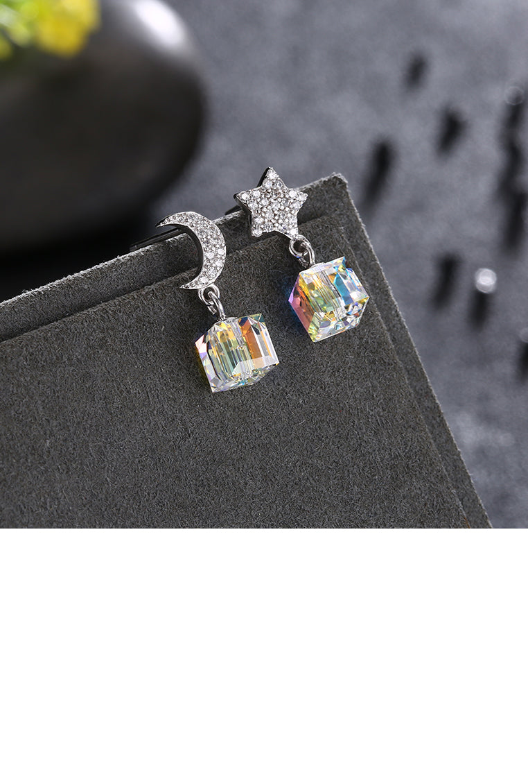 Fashion Sparkling Star and Moon Earrings with Cubic Zircon