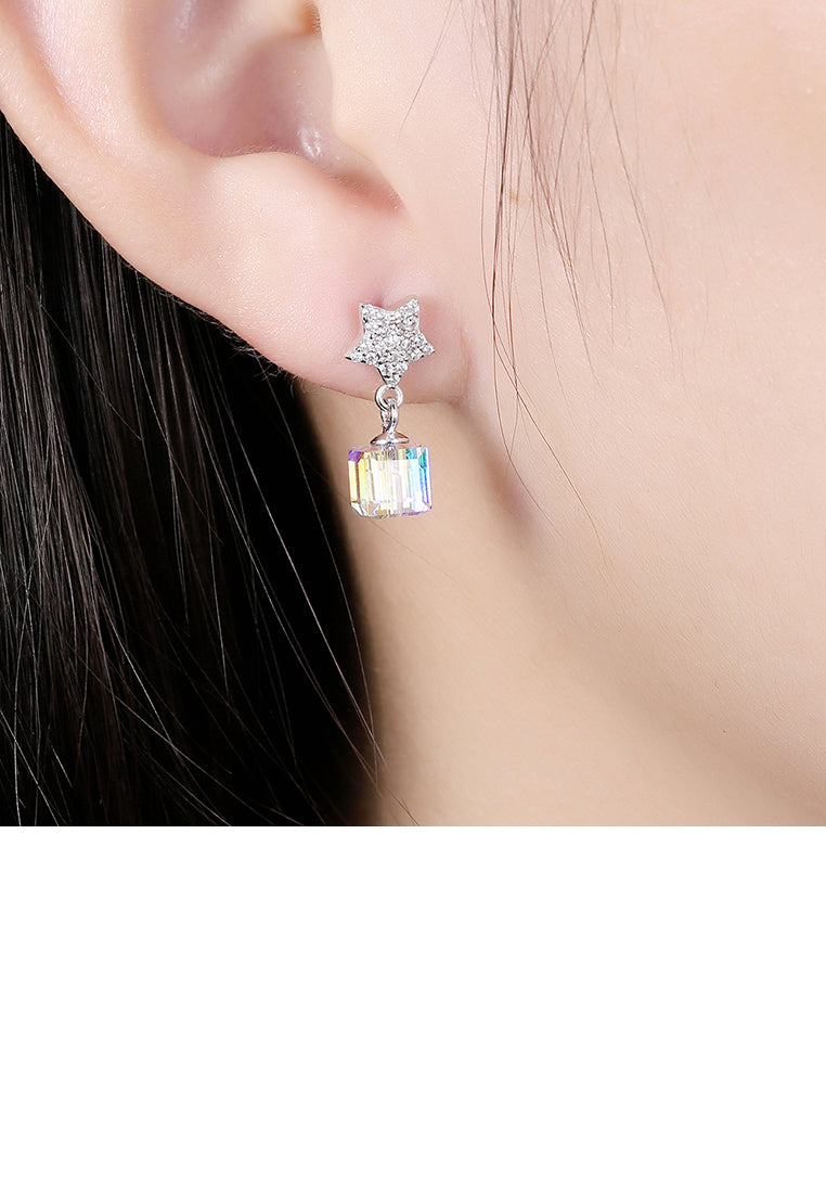 Fashion Sparkling Star and Moon Earrings with Cubic Zircon
