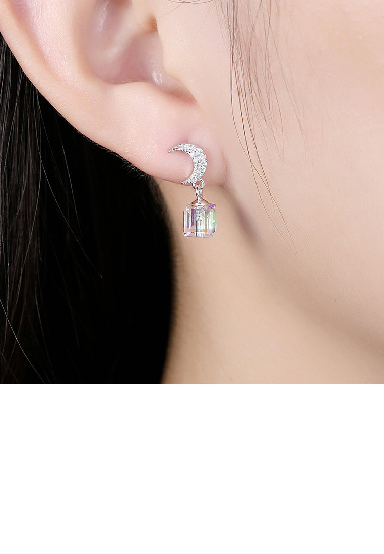 Fashion Sparkling Star and Moon Earrings with Cubic Zircon
