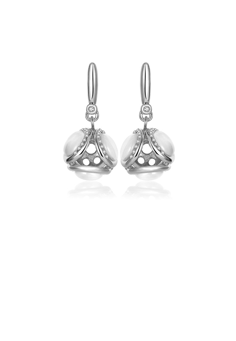 Noble and Elegant Geometric Sphere Earrings with Opal and Austrian Element Crystal