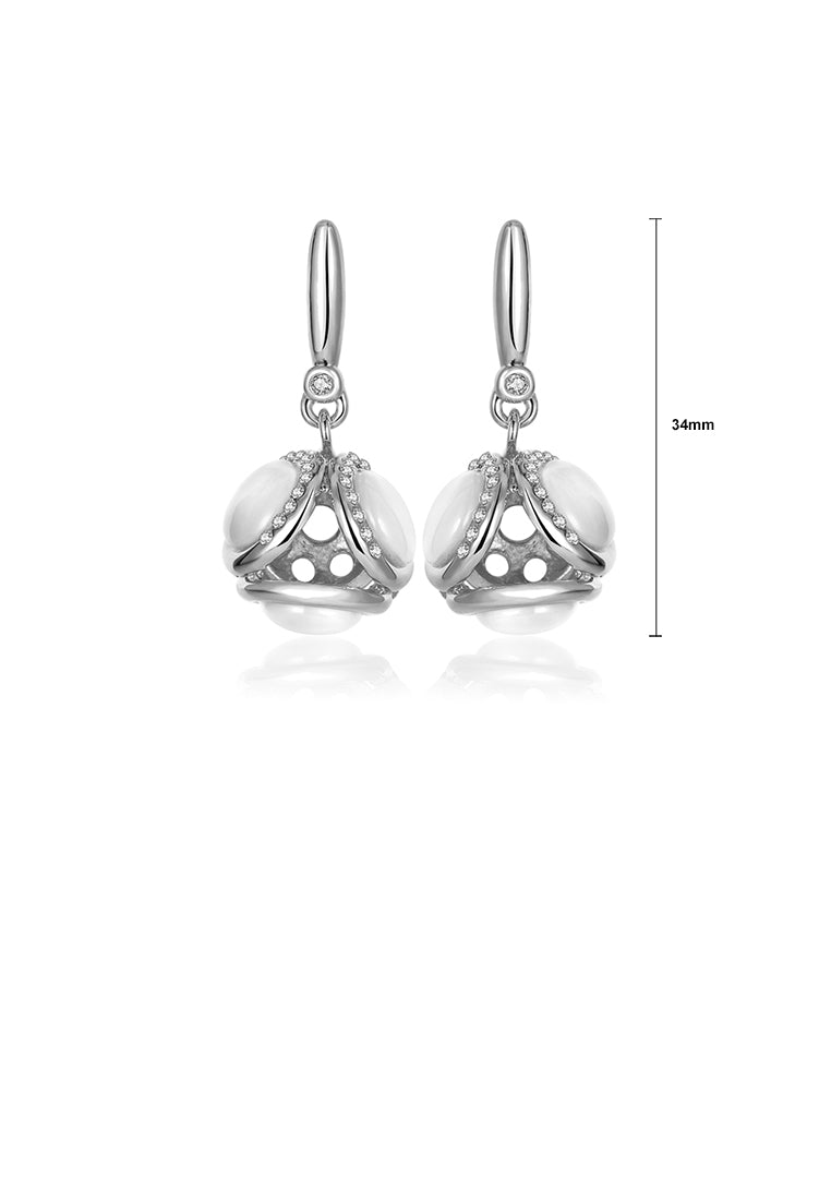 Noble and Elegant Geometric Sphere Earrings with Opal and Austrian Element Crystal