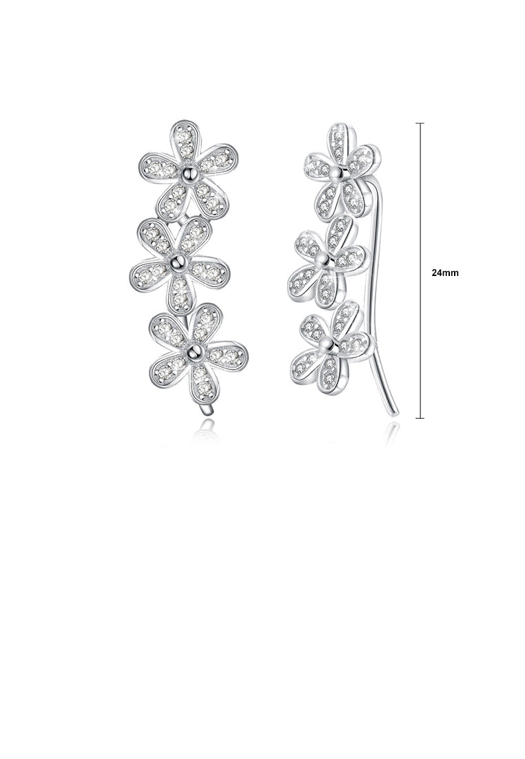 925 Sterling Silver Fashion Flower Earrings with Austrian Element Crystal