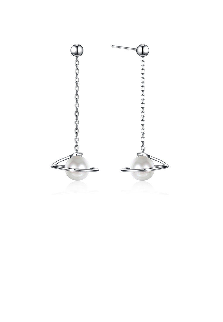 925 Sterling Silver Celestial Swivel Earrings with Fashion Pearls