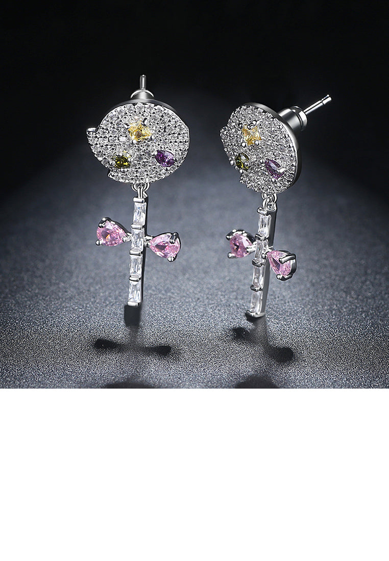 Simple and Creative Lollipop Earrings with Cubic Zirconia - Luxurious Look