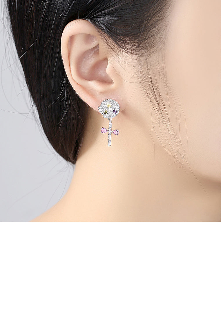 Simple and Creative Lollipop Earrings with Cubic Zirconia - Luxurious Look
