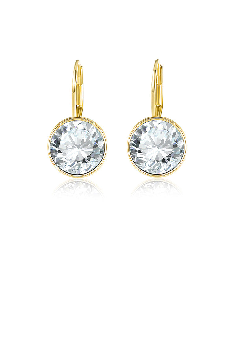 Fashion Simple Plated Gold Geometric Round Cubic Zircon Earrings