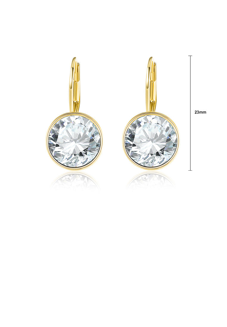 Fashion Simple Plated Gold Geometric Round Cubic Zircon Earrings