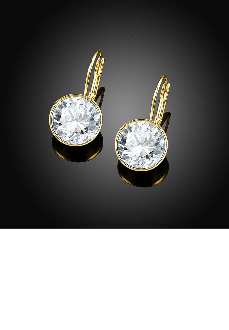 Fashion Simple Plated Gold Geometric Round Cubic Zircon Earrings