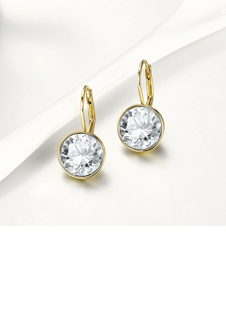 Fashion Simple Plated Gold Geometric Round Cubic Zircon Earrings