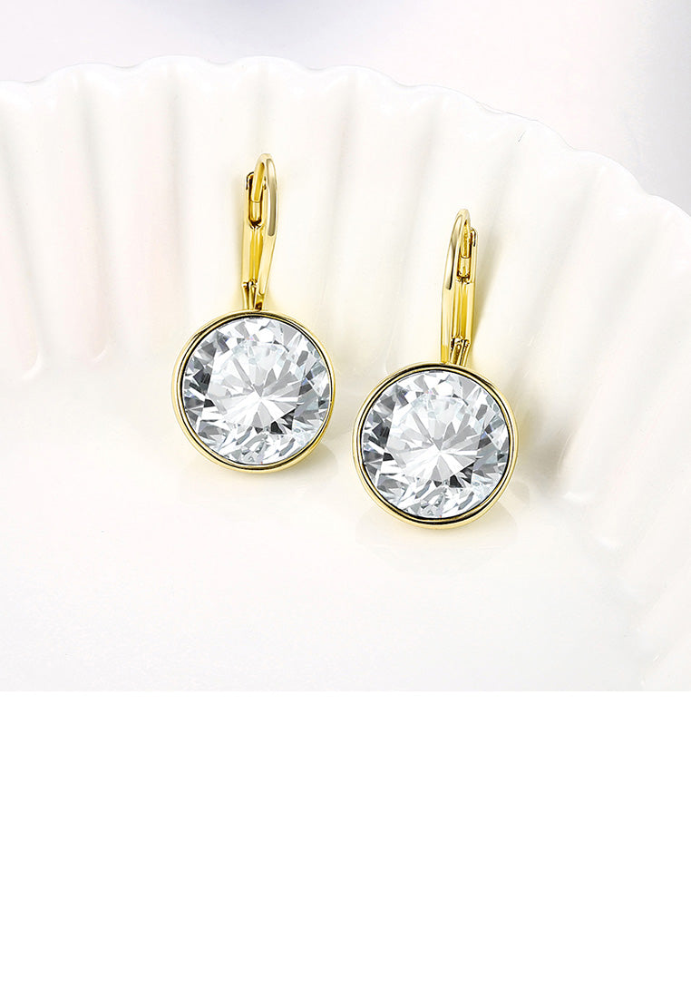 Fashion Simple Plated Gold Geometric Round Cubic Zircon Earrings
